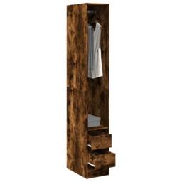 Berkfield Home Wardrobe Smoked Oak 30x50x200 cm Engineered Wood in Brown - Size: 30 x 50 x 200 cm - thumbnail 2