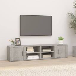 Berkfield Home TV Cabinets 2 pcs Concrete Grey 80x31.5x36 cm Engineered Wood - thumbnail 2