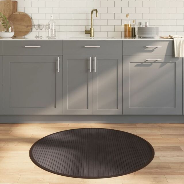 Berkfield Home Rug Round Dark Brown100 cm Bamboo in Brown - Size: Medium - image 1