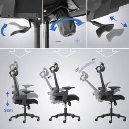 Realm of Thrones Comfortable Ergonomic Office Chair Black 3D Headrest Mesh Seat - thumbnail 7