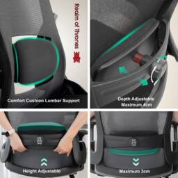 Realm of Thrones Comfortable Ergonomic Office Chair Black 3D Headrest Mesh Seat - thumbnail 6