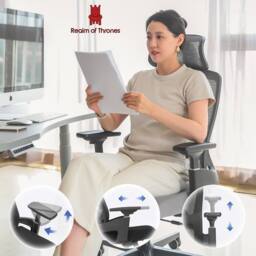 Realm of Thrones Comfortable Ergonomic Office Chair Black 3D Headrest Mesh Seat - thumbnail 4