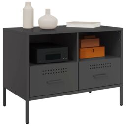 Berkfield Home TV Cabinets 2 pcs Black 68x39x50.5 cm Steel - thumbnail 4