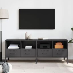 Berkfield Home TV Cabinets 2 pcs Black 68x39x50.5 cm Steel - thumbnail 3