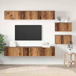 Berkfield Home TV Cabinet 8 pcs Old wood 60 x 30 x 30.5 cm Engineered wood in Brown - thumbnail 2