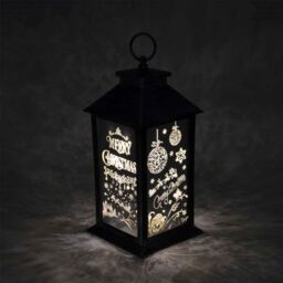 Shatchi Lights Up LED Christmas Lantern Rustic Silver PVC Warm White Xmas Home Decorations Gifts - thumbnail 4