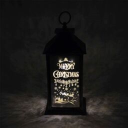 Shatchi Lights Up LED Christmas Lantern Rustic Silver PVC Warm White Xmas Home Decorations Gifts - thumbnail 5