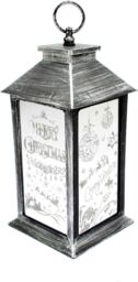 Shatchi Lights Up LED Christmas Lantern Rustic Silver PVC Warm White Xmas Home Decorations Gifts - thumbnail 3