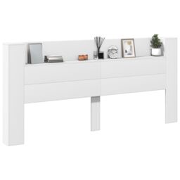 Berkfield Home Headboard Cabinet with LED White 220x16.5x103.5 cm - thumbnail 5