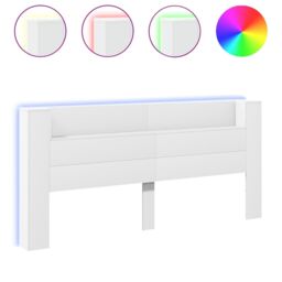 Berkfield Home Headboard Cabinet with LED White 220x16.5x103.5 cm - thumbnail 2