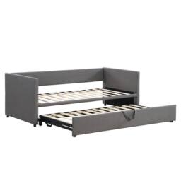 Rolipo 3FT Single Bed Grey Linen Daybed Sofa Bed With Pull Out Trundle - thumbnail 9
