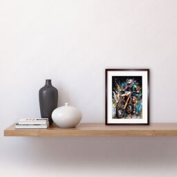 "Artery8 Wall Art Print Motocross Race Driver Number 7 Racing Action Shot Artwork Framed 9X7 Inch in Brown - Size: W7"" x H9""" - thumbnail 2