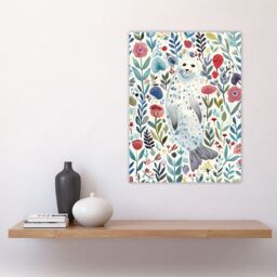 "Artery8 Cute Seal Swimming in Wildflowers Bright Floral Wall Art Print - Size: W18"" x H24""" - thumbnail 4