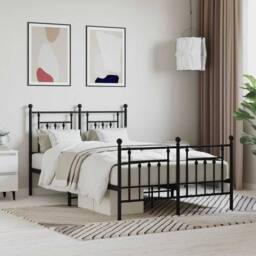 Berkfield Home Metal Bed Frame with Headboard & Footboard Black 120x200 cm - Size: Small Double - thumbnail 2