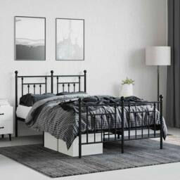 Berkfield Home Metal Bed Frame with Headboard & Footboard Black 120x200 cm - Size: Small Double - thumbnail 4