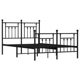 Berkfield Home Metal Bed Frame with Headboard & Footboard Black 120x200 cm - Size: Small Double - thumbnail 1