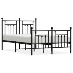 Berkfield Home Metal Bed Frame with Headboard & Footboard Black 120x200 cm - Size: Small Double - thumbnail 3