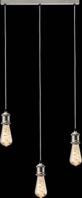 Netlighting Knightsbridge CALLA 230V E27 Vintage 3 Light Bar Pendant Brushed Chrome CALVI3BBC in Grey - image 1