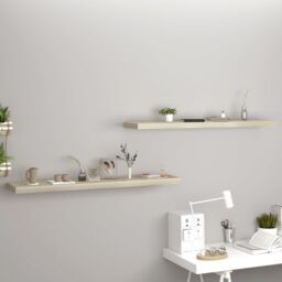 Berkfield Home Floating Wall Shelves 2 pcs Oak 120x23.5x3.8 cm MDF in Brown - thumbnail 1
