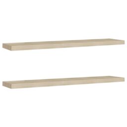 Berkfield Home Floating Wall Shelves 2 pcs Oak 120x23.5x3.8 cm MDF in Brown - thumbnail 2