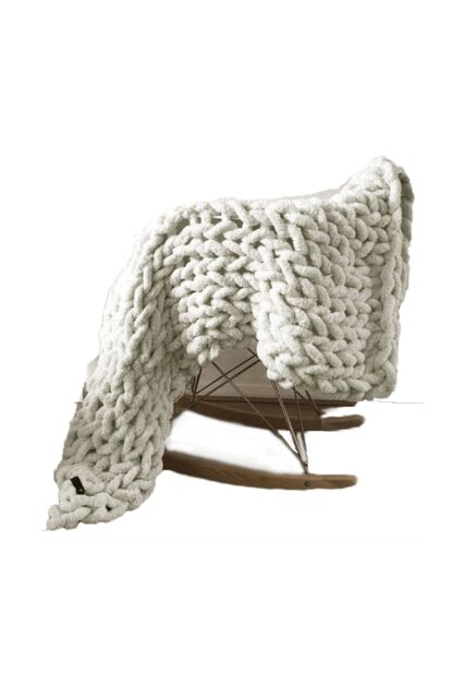 Living and Home Chunky Knit Throw Blanket 100x120cm in Off-White - Size: 100x120 cm - image 1