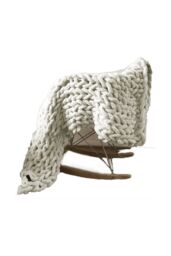 Living and Home Chunky Knit Throw Blanket 100x120cm in Off-White - Size: 100x120 cm - thumbnail 1
