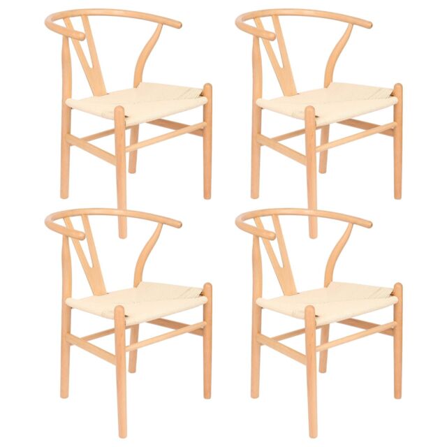 Nicholas Winter 4x Black Beech Wood Scandi Danish Style Dining Chairs - Solid Wood Chairs in Natural - image 1