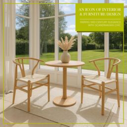 Nicholas Winter 4x Black Beech Wood Scandi Danish Style Dining Chairs - Solid Wood Chairs in Natural - thumbnail 2