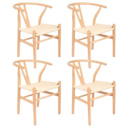Nicholas Winter 4x Black Beech Wood Scandi Danish Style Dining Chairs - Solid Wood Chairs in Natural
