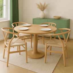 Nicholas Winter 4x Black Beech Wood Scandi Danish Style Dining Chairs - Solid Wood Chairs in Natural - thumbnail 7