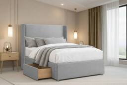 "Nexus Mattresses Ltd Portofino Plush Divan 2 Drawers Foot-End 54""Winged Headboard in Silver - Size: Small Double" - thumbnail 3