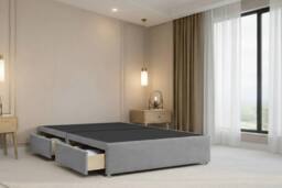 "Nexus Mattresses Ltd Portofino Plush Divan 2 Drawers Foot-End 54""Winged Headboard in Silver - Size: Small Double" - thumbnail 6