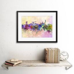"Artery8 Painting Cityscape Paint Splash Skyline Glasgow 12x16"" Framed Art - Size: W12"" x H16""" - thumbnail 2