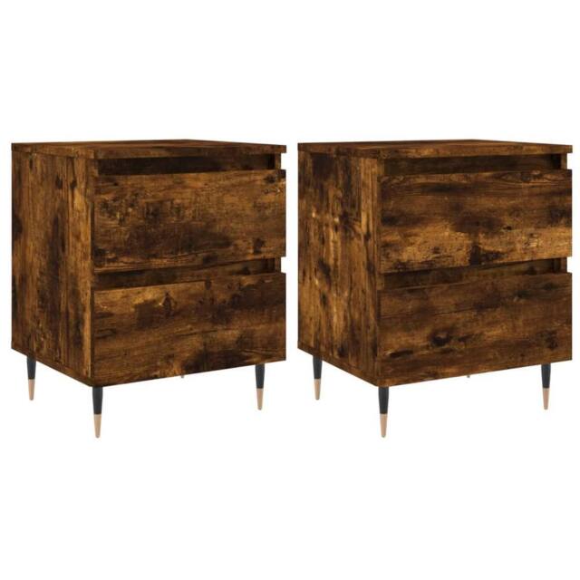 Berkfield Home Bedside Cabinets 2 pcs Smoked Oak 40x35x50 cm Engineered Wood in Brown - Size: 40 x 35 x 50 cm - image 1