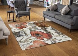 Benjamin Tate Design Watercolour Flower Print Rug in Natural - Size: Large - thumbnail 2