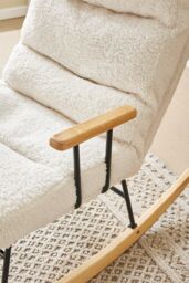 H&O Direct Adjustable Sherpa Upholstered Rocking Chair in White - thumbnail 3