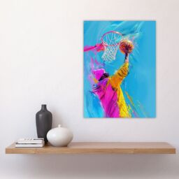 "Artery8 Wall Art Print Slam Dunk Shot Basketball Player Abstract Poster in Bright Blue - Size: W12"" x H16""" - thumbnail 4