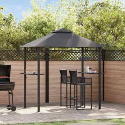 Berkfield Home Fabric BBQ Gazebo 240x150x255 cm Anthracite Steel in Black - Size: 240 x 150 x 255 cm - thumbnail 2