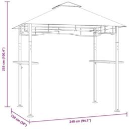 Berkfield Home Fabric BBQ Gazebo 240x150x255 cm Anthracite Steel in Black - Size: 240 x 150 x 255 cm - thumbnail 8