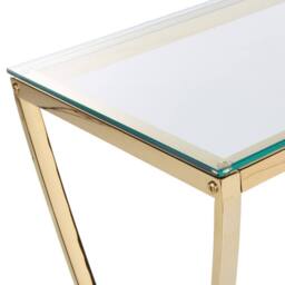 Wyld and Coco Glamour Glass Top Console Table Gold Stainless Steel 120 x 40cm - Size: 120 x 40 cm - thumbnail 5