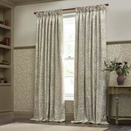 Morris & Co Acorn Multi Floral Jacquard Room Darkening Pencil Pleat Curtains in Stone - Size: 168 cm width x 229 cm drop - thumbnail 6