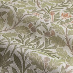 Morris & Co Acorn Multi Floral Jacquard Room Darkening Pencil Pleat Curtains in Stone - Size: 168 cm width x 229 cm drop - thumbnail 5