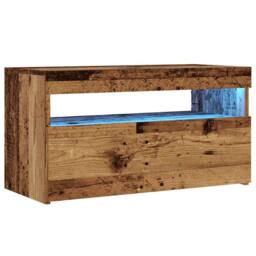 Berkfield Home TV Cabinet with LED Lights Old Wood 75x35x40 cm Engineered Wood in Brown - Size: 75 x 35 x 40 cm