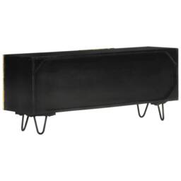 Berkfield Home TV Cabinet 110x30x45 cm Solid Wood Mango in Black - Size: 110 x 30 x 45 cm - thumbnail 1