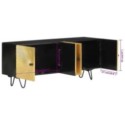 Berkfield Home TV Cabinet 110x30x45 cm Solid Wood Mango in Black - Size: 110 x 30 x 45 cm - thumbnail 9