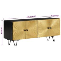 Berkfield Home TV Cabinet 110x30x45 cm Solid Wood Mango in Black - Size: 110 x 30 x 45 cm - thumbnail 8