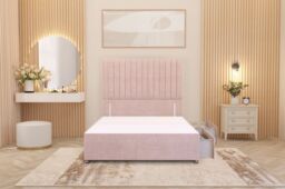 "Somnior Eleanor Plush 2 Drawer Divan Bed Set with Pillowtop & 54"" Headboard in Pink - Size: Single" - thumbnail 3