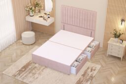 "Somnior Eleanor Plush 2 Drawer Divan Bed Set with Pillowtop & 54"" Headboard in Pink - Size: Single" - thumbnail 5
