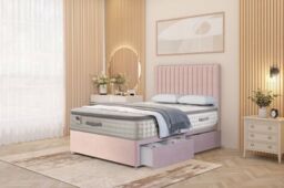 "Somnior Eleanor Plush 2 Drawer Divan Bed Set with Pillowtop & 54"" Headboard in Pink - Size: Single" - thumbnail 1