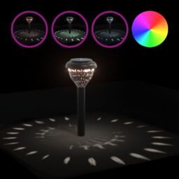 Berkfield Home Solar Pathway Lights with Ground Spikes 4 pcs Warm White & RGB in Black - thumbnail 6